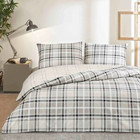 Taç Caleb Ranforce 4 Mevsim 200 x 220 cm Çarşaflı Kareli Çift Kişilik Nevresim Takımı Gri