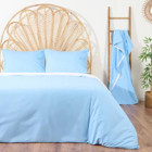 Evidea Soft Pamuklu 4 Mevsim 200 x 220 cm Çarşaflı Düz Çift Kişilik Nevresim Takımı Beyaz-Mavi