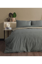 Doqu Home Pure Line Pamuklu 4 Mevsim 200 x 220 cm Çarşaflı Desenli Çift Kişilik Nevresim Takımı Yeşil