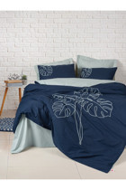 Cotton Box Brode Ranforce 4 Mevsim 200 x 220 cm Çarşaflı Desenli Çift Kişilik Nevresim Takımı Mint