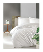 Cotton Box Elegant Pamuklu 4 Mevsim 200 x 220 cm Çarşaflı Desenli Çift Kişilik Nevresim Takımı Beyaz