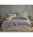 Clasy Madras V1 Pamuklu 4 Mevsim 200 x 220 cm Çarşaflı Çizgili Çift Kişilik Nevresim Takımı Gri