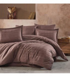 Clasy Marsela V6 Saten 4 Mevsim 200 x 220 cm Çarşaflı Desenli Çift Kişilik Nevresim Takımı Kahve