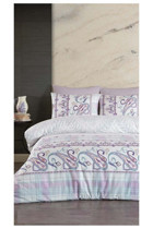 Jolly Home Melina Pamuklu 4 Mevsim 200 x 220 cm Çarşaflı Desenli Çift Kişilik Nevresim Takımı Lila