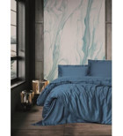 Cotton Box Elegant Saten 4 Mevsim 200 x 220 cm Çarşaflı Desenli Çift Kişilik Nevresim Takımı Mavi