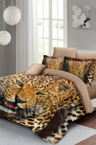 Monohome Wild Tiger Pamuk Saten 4 Mevsim 200 x 220 cm Çarşaflı Desenli Çift Kişilik Nevresim Takımı Çok Renkli
