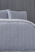 Doqu Home Glimmer Pamuklu 4 Mevsim 200 x 220 cm Çarşaflı Çizgili Çift Kişilik Nevresim Takımı Gri