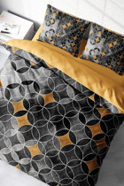 Monohome Grey Circle 3D Saten 4 Mevsim 200 x 220 cm Çarşaflı Desenli Çift Kişilik Nevresim Takımı Gri