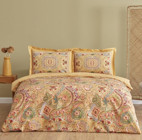 Karaca Home Manas Pamuklu 4 Mevsim 200 x 220 cm Çarşaflı Desenli Çift Kişilik Nevresim Takımı Hardal