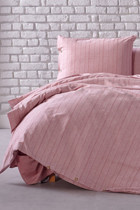 Doqu Home İpliği Boyalı Serisi Pamuklu 4 Mevsim 200 x 220 cm Çarşaflı Desenli Çift Kişilik Nevresim Takımı Bordo