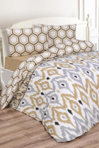 Çeyiz Diyarı Viona Pamuklu 4 Mevsim 200 x 220 cm Çarşaflı Desenli Çift Kişilik Nevresim Takımı Kahverengi