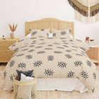 Evidea Soft Karya Pamuklu 4 Mevsim 200 x 220 cm Çarşaflı Desenli Çift Kişilik Nevresim Takımı Bej-Siyah