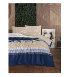 Cotton Box Blueline Flanel 4 Mevsim 200 x 220 cm Çarşaflı Desenli Çift Kişilik Nevresim Takımı Lacivert
