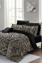Monohome Black Zebra Saten 4 Mevsim 200 x 220 cm Çarşaflı Desenli Çift Kişilik Nevresim Takımı Çok Renkli