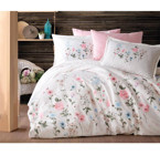 Clasy Palitra V1 Pamuklu 4 Mevsim 200 x 220 cm Çarşaflı Desenli Çift Kişilik Nevresim Takımı Pudra