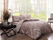 Taç Avril Saten 4 Mevsim 200 x 220 cm Çarşaflı Desenli Çift Kişilik Nevresim Takımı Kahve