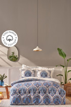 Karaca Home Maisha Pamuklu 4 Mevsim 200 x 220 cm Çarşaflı Desenli Çift Kişilik Nevresim Takımı Mavi