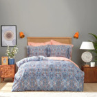Karaca Home Pamuk Saten 4 Mevsim 200 x 220 cm Çarşaflı Desenli Çift Kişilik Nevresim Takımı İndigo