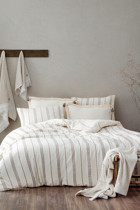 Ecocotton Izgi Pamuklu 4 Mevsim 200 x 220 cm Çarşaflı Desenli Çift Kişilik Nevresim Takımı Bej
