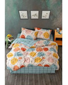 Cozy Home Modern Pamuklu 4 Mevsim 200 x 220 cm Çarşaflı Lastikli Desenli Çift Kişilik Nevresim Takımı Çok Renkli