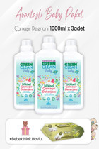 Green Clean 3x1000 ml Sıvı Bebek Deterjanı + Sleepy Doğal Zeytinyağlı 50'li Islak Havlu