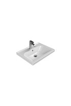 Turkuaz Seramik Frame Dekoratif Tekli 60 cm Seramik Tezgah Üstü Dikdörtgen Lavabo Beyaz