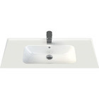 Turkuaz Seramik Blue Dekoratif Tekli 100 cm Seramik Tezgah Üstü Dikdörtgen Lavabo Beyaz