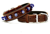 Doggie Comfort L Nazar Boncuklu Ayarlanabilir Boyun Köpek Tasması Kahverengi