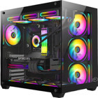 Gametech Prime V2 RGB Sıvı Soğutmalı 7 Fanlı Siyah Dikey Kullanım Micro ATX Oyuncu Bilgisayar Kasası
