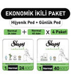 Sleepy Natural Organik Antialerjik İnce 24'lü+40'lı Hijyenik Ped 4 Adet
