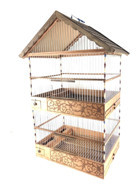 Naturbird Dublex Çatılı Dikdörtgen Ahşap Muhabbet Kuşu Kafesi Kahve