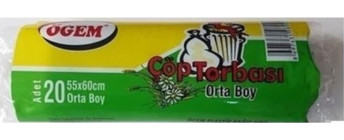 Ögem Orta Boy 55x60 cm Çöp Poşeti 20x10 Adet Mavi
