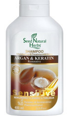 Seed Natural Herbs Onarıcı Düz Saçlar İçin Keratin Argan Yağlı Parabensiz Kremsiz Şampuan Unisex Şampuanı 400 ml