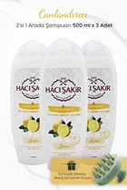 Hacı Şakir Canlandırıcı Arındırıcı Düz Saçlar İçin Limonlu Parabensiz Kremsiz Şampuan 2 si Bir Arada Unisex Şampuanı 3x500 ml