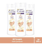 Clear Kil Terapisi Kepek Karşıtı Düz Saçlar İçin Doğal Kil Kremsiz Şampuan Kadın Şampuanı 3x350 ml