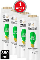Pantene Güç ve Parlaklık Güçlendirici Arındırıcı Düz Saçlar İçin Kremsiz Şampuan Unisex Şampuanı 4x350 ml