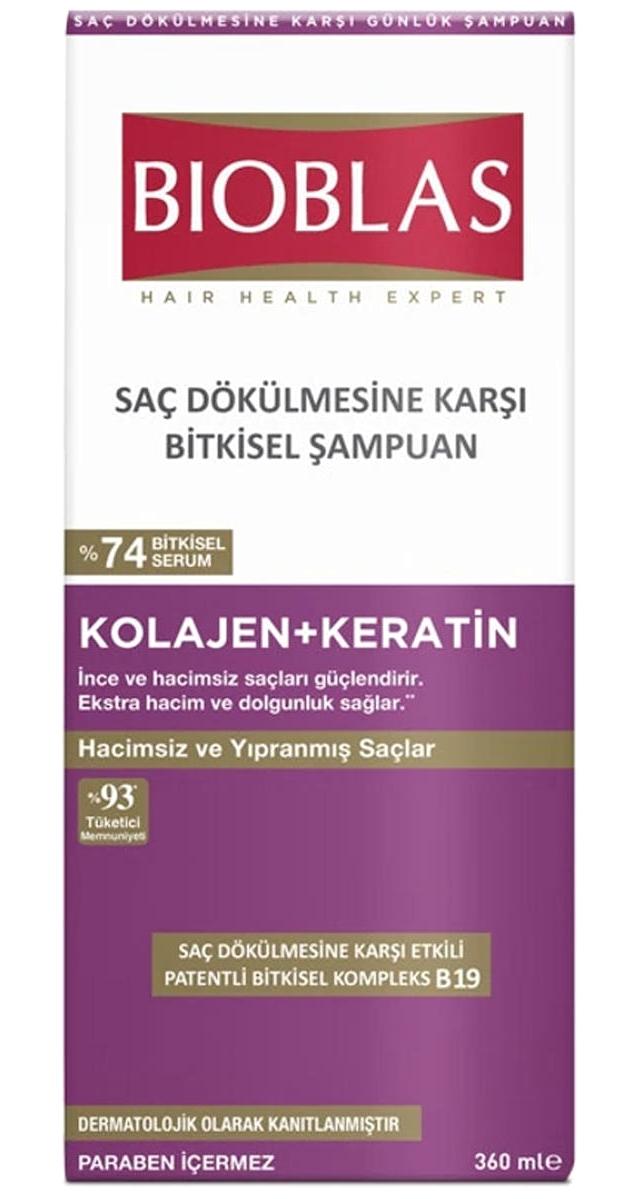 Bioblas Collagen Saç Dökülmesine Karşı İnce Telli Düz Saçlar İçin Sülfatsız Keratin Parabensiz Kremsiz Şampuan Unisex Şampuanı 360 ml