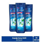 Clear Kepek Karşıtı Düz Saçlar İçin Mentollü Kremsiz Şampuan Erkek Şampuanı 3x325 ml