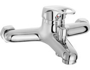 Aquamix Bakü Pirinç Çiftli Aç Kapa Solo Kare Banyo Bataryası Krom