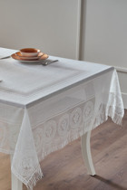 Doqu Home Cozy Polyester 145x240 cm Dikdörtgen Masa Örtüsü Beyaz