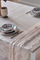 Doqu Home Esse Polyester 145x240 cm Dikdörtgen Masa Örtüsü Bej