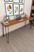 Woodesk CPT4619 75x50x180 cm Masif Gövdeli Metal Ayaklı Ceviz Çalışma Masası