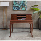 Wooding Mobilya Kitaplıklı Çekmeceli 80x60x100 cm Masif Gövdeli Ahşap Ayaklı Koyu Ceviz Çalışma Masası