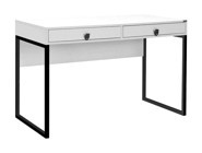 Adore Mobilya Profile Çekmeceli 79x60x120 cm Yonga Levha Gövdeli Metal Ayaklı Beyaz-Siyah Çalışma Masası