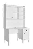 Adore Mobilya Rustik Kitaplıklı Çekmeceli Dolaplı 193x60x120 cm Yonga Levha Gövdeli Beyaz Çalışma Masası