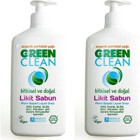 Green Clean Bitkisel Portakal Yağı Organik Nemlendiricili Parabensiz Alkolsüz Köpük Vegan 2'li 500 ml Sıvı Sabun