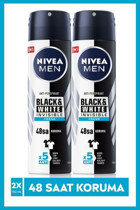 Nivea Black&White Invisible Fresh Pudralı Ter Önleyici Sprey Erkek Deodorant 2x150 ml