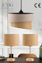 Emg DesiGn Kumaş Galaksi Modern Pasta Tekli Ve 2 Li Gold Abajur Seti