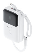 Havit PD22 10000 mAh Hızlı Şarj Dijital Göstergeli USB Type C Çoklu Bağlantı Kablolu Powerbank Beyaz
