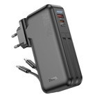 Polham Hc 2in1 10000 mAh Hızlı Şarj Dijital Göstergeli Lightning & Type C Çoklu Bağlantı Kablolu Powerbank Siyah